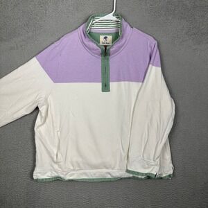 Fat Face Sweatshirt Womens 20 The Airlie Cream Lavender Colorblock Pullover EUC